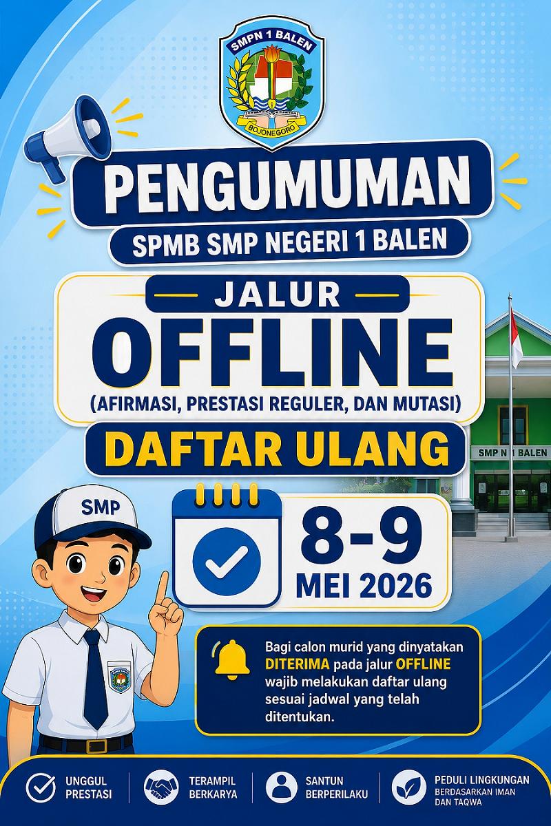 PENGUMUMAN SPMB JALUR OFFLINE (AFIRMASI, PRESTASI REGULER, DAN MUTASI) TAHUN AJARAN 2026/2027