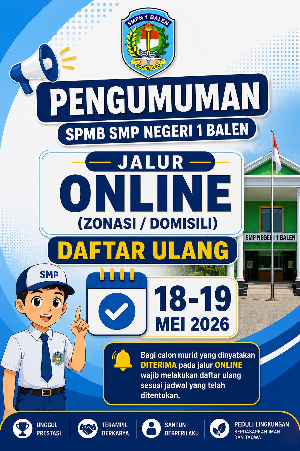 PENGUMUMAN SPMB JALUR ONILINE (DOMISILI) TAHUN AJARAN 2026/2027